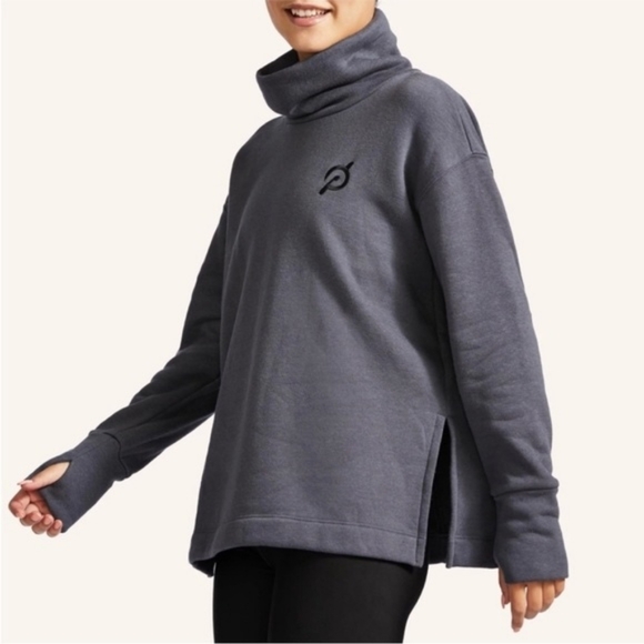 Peloton Sweatshirt Women's Medium Gray Grey Funnel Neck Pullover - Picture 2 of 7